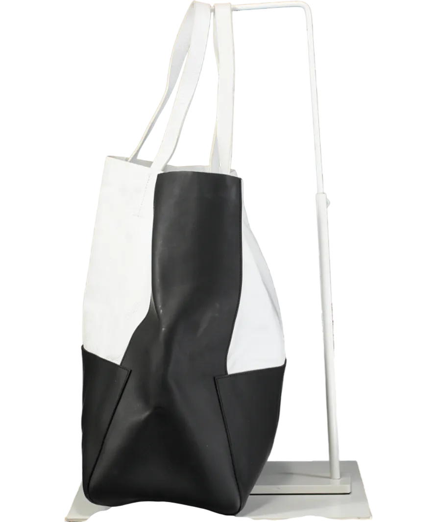 Joseph White / Black Large Leather tote Bag