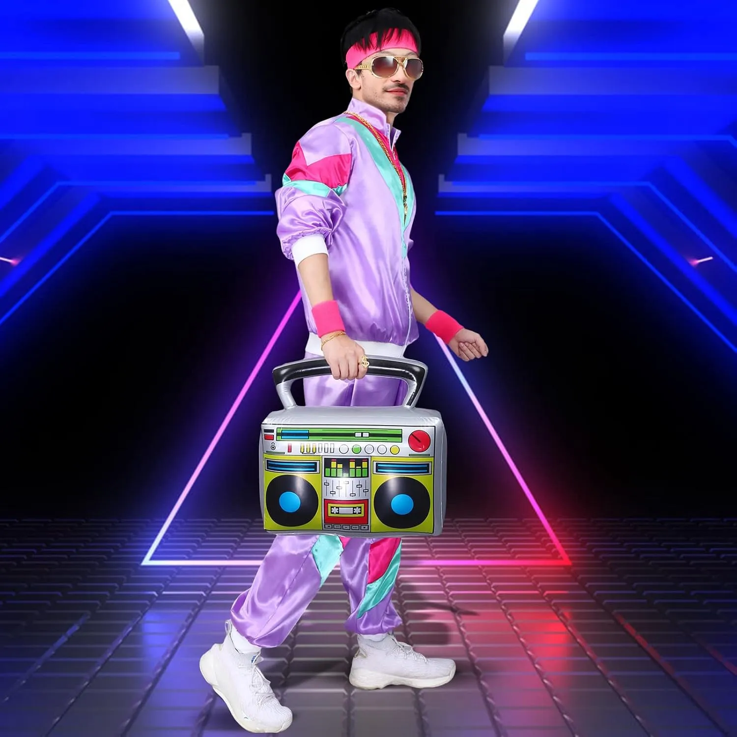 Kicpot 80s/90s Outfit for Men 80??s Tracksuit Costumes Women Mens 80s Costume Retro Shell Hip Hop Windbreaker Unisex