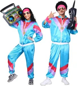 Kicpot 80s/90s Outfit for Men 80??s Tracksuit Costumes Women Mens 80s Costume Retro Shell Hip Hop Windbreaker Unisex
