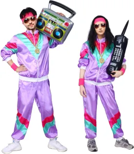 Kicpot 80s/90s Outfit for Men 80??s Tracksuit Costumes Women Mens 80s Costume Retro Shell Hip Hop Windbreaker Unisex
