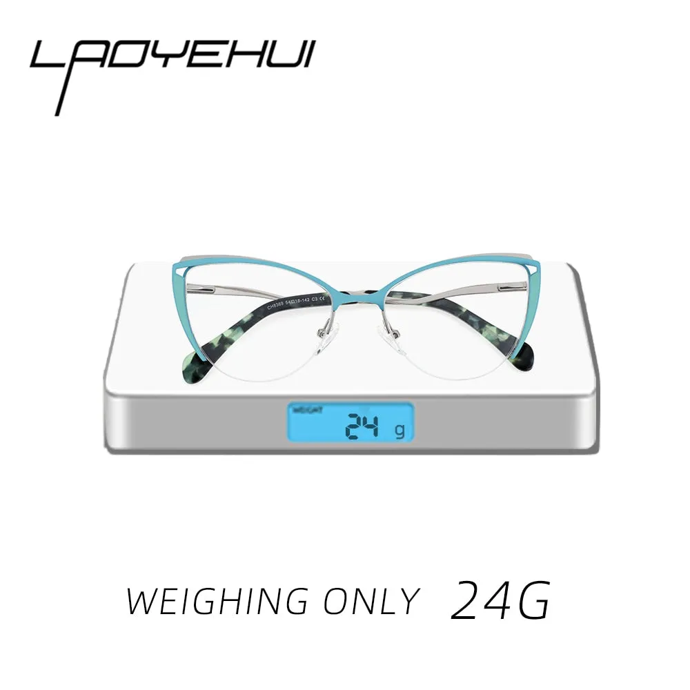 Laoyehui Women's Eyeglasses Cat Eye Alloy Reading Glasses 8369