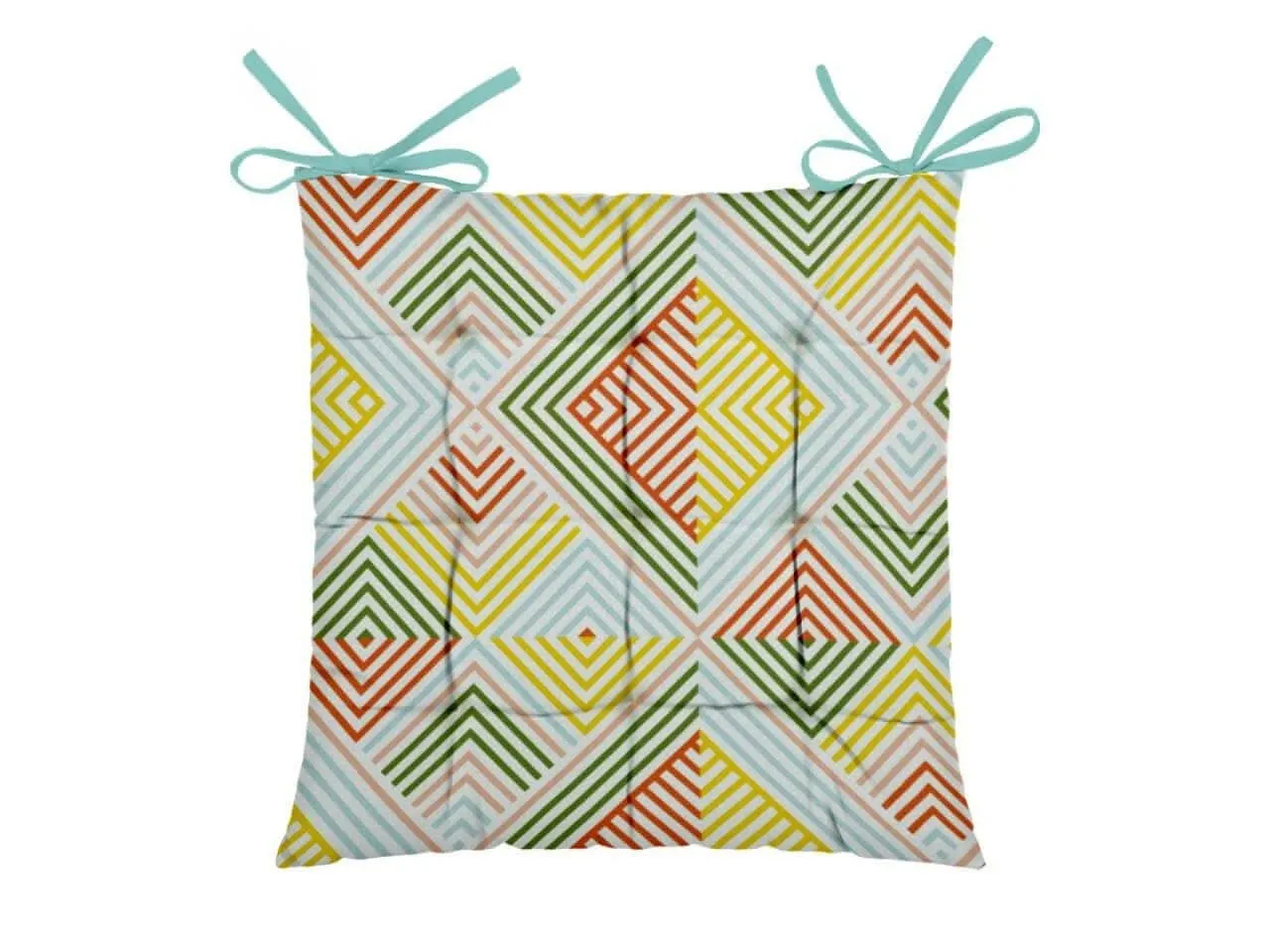 Lushomes Printed Chair Pads, dining chair Cotton Cushion with 36 Knots and 4 Strings, driver seat cushion for car, cushion for car, cushion for rocking chair(40 x 40 cms, Single Pc, Rainbow diamond)