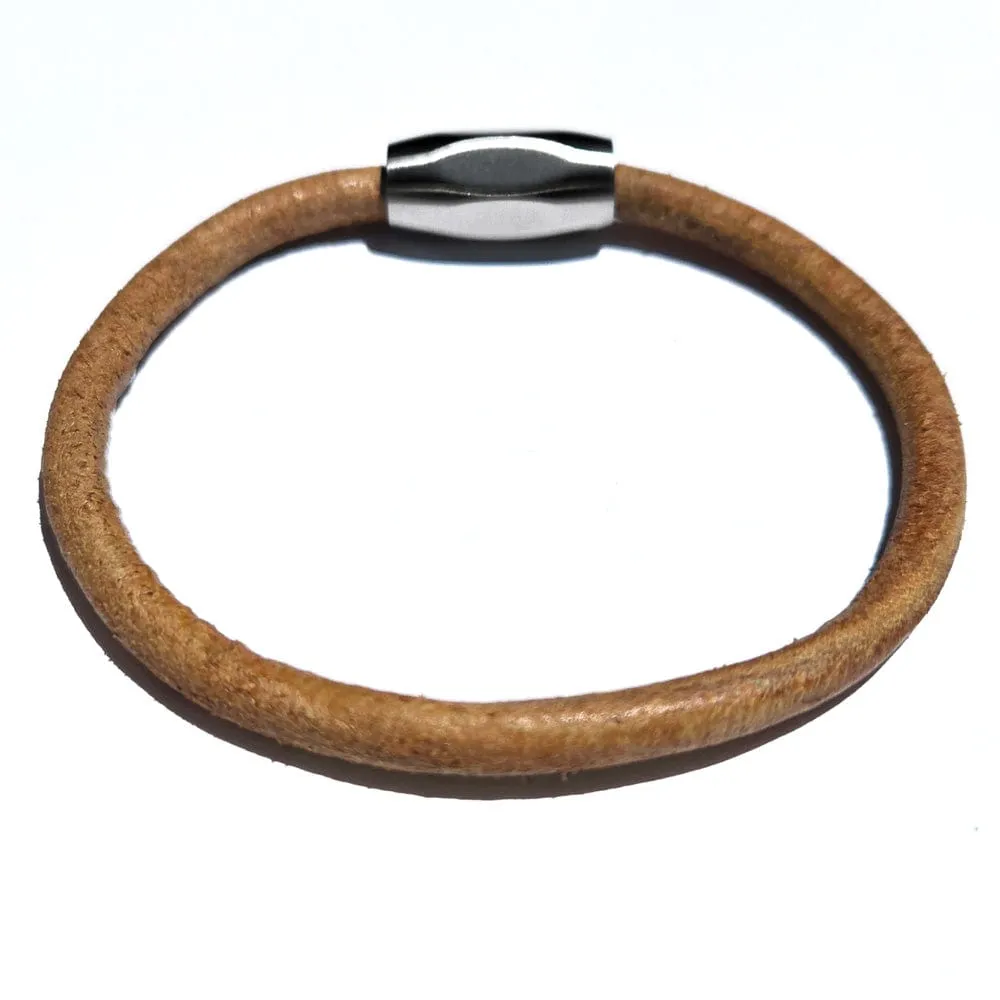Men's Ellis Tan Leather Bracelet w Magnetic Clasp