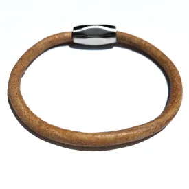 Men's Ellis Tan Leather Bracelet w Magnetic Clasp