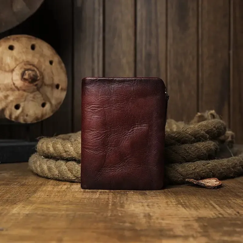 Men's Short Genuine Wallet with Anti-Magnetic Function & First Layer Cowhide Leather