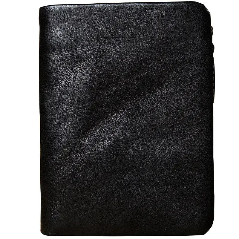 Men's Short Genuine Wallet with Anti-Magnetic Function & First Layer Cowhide Leather