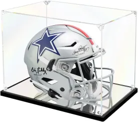 Mini Football Helmet Display Case Mirror Base, Acrylic Display Case for Mini Football Helmet, Self-Assembly (8.3x6.3x7.1 inch, 21x16x18 cm)