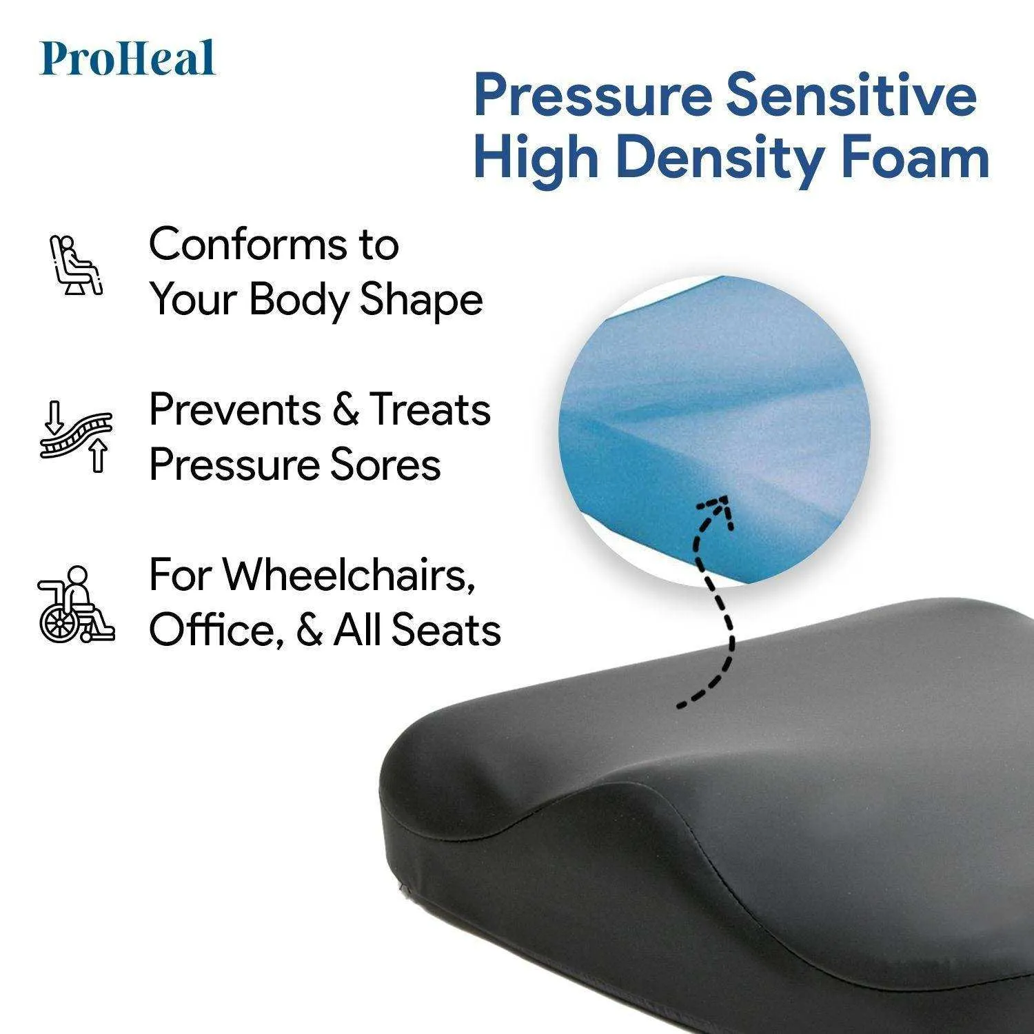 Molded Foam Seat Cushion - Pressure Sensitive For Comfort & Superior Support