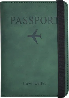Passport Holder, Passport Cover with Credit Card Slot and Boarding Pass Slot Combo, Passport Wallet Case Book Travel Must Have, RFID Blocking Leather Travel Accessories, Atrovirens