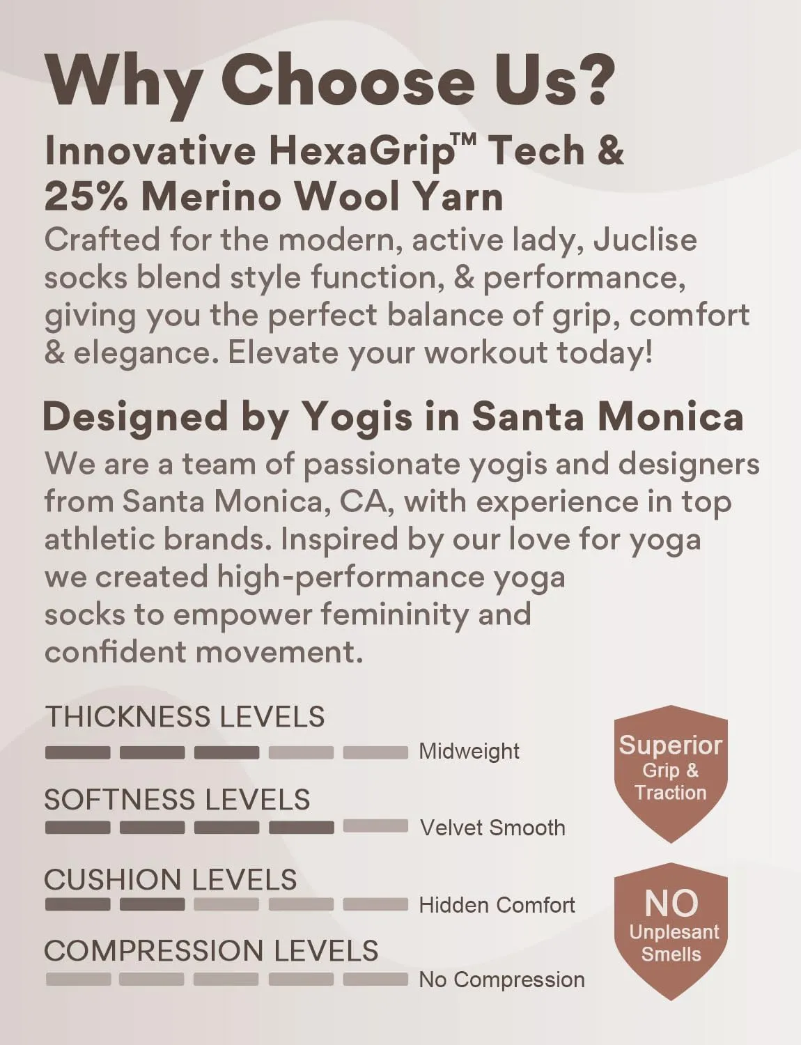 Pilates Slouch Grip Merino Wool Yoga Socks Non Slip Workout Breathable Scrunch Barre Gym