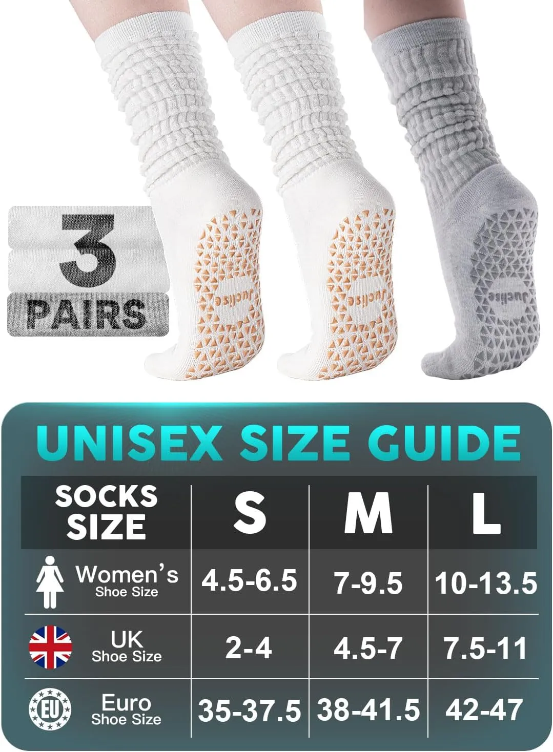 Pilates Slouch Grip Merino Wool Yoga Socks Non Slip Workout Breathable Scrunch Barre Gym