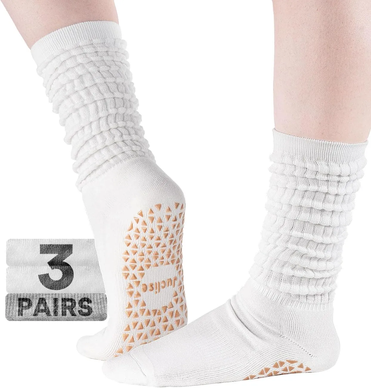 Pilates Slouch Grip Merino Wool Yoga Socks Non Slip Workout Breathable Scrunch Barre Gym