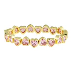 Pink CZ Heart Bezel Stretch Bracelet
