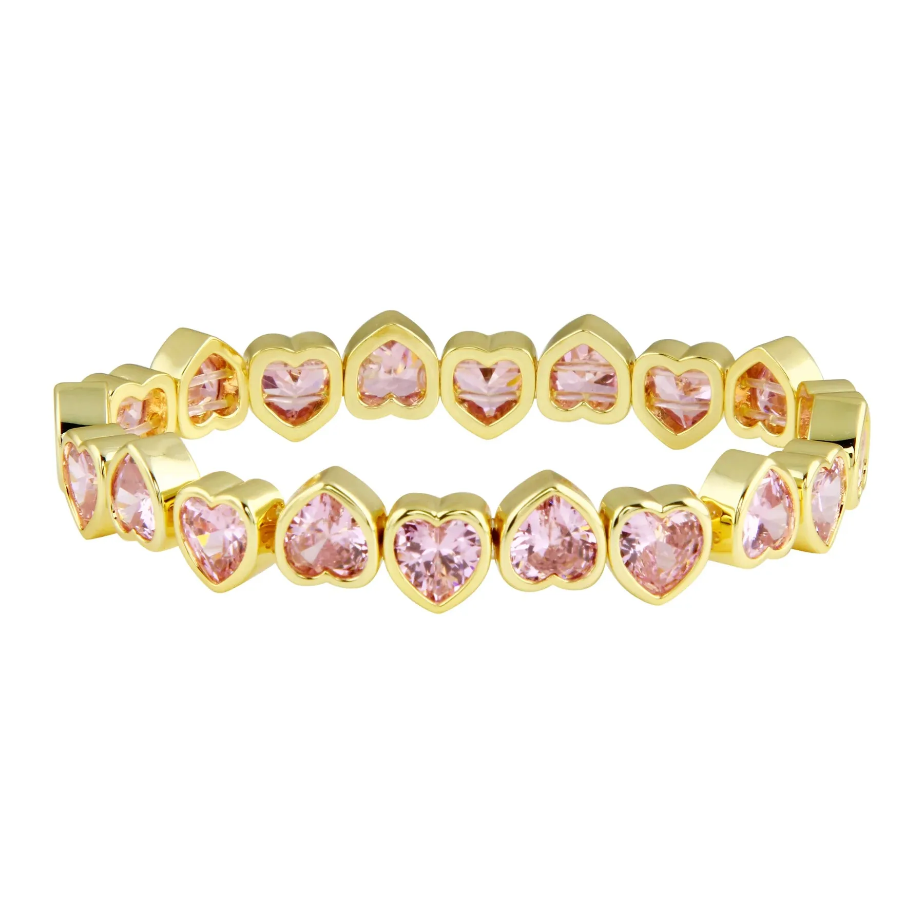 Pink CZ Heart Bezel Stretch Bracelet