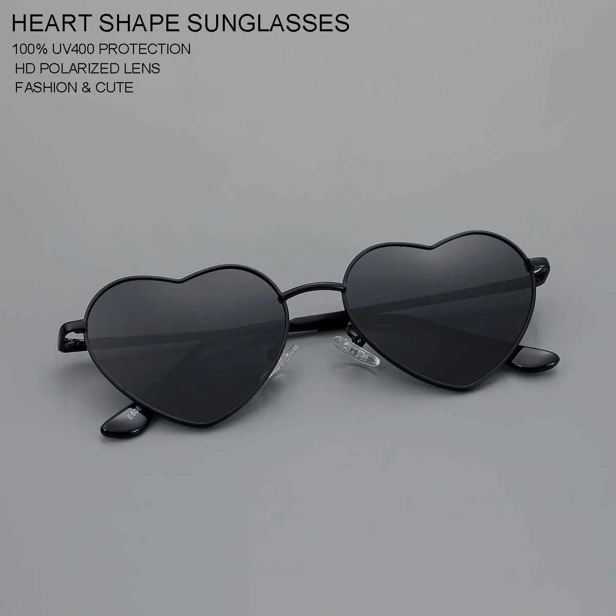 Polarized Heart Shaped Sunglasses for Women Metal Frame Cute Lovely Glasses 100% UV Protection