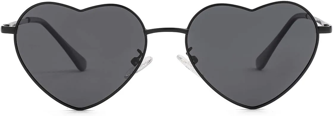 Polarized Heart Shaped Sunglasses for Women Metal Frame Cute Lovely Glasses 100% UV Protection