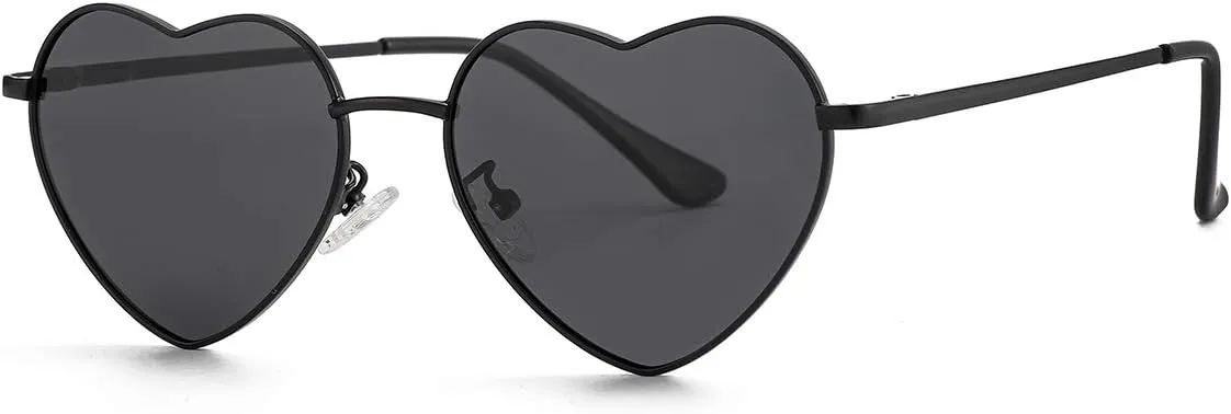 Polarized Heart Shaped Sunglasses for Women Metal Frame Cute Lovely Glasses 100% UV Protection