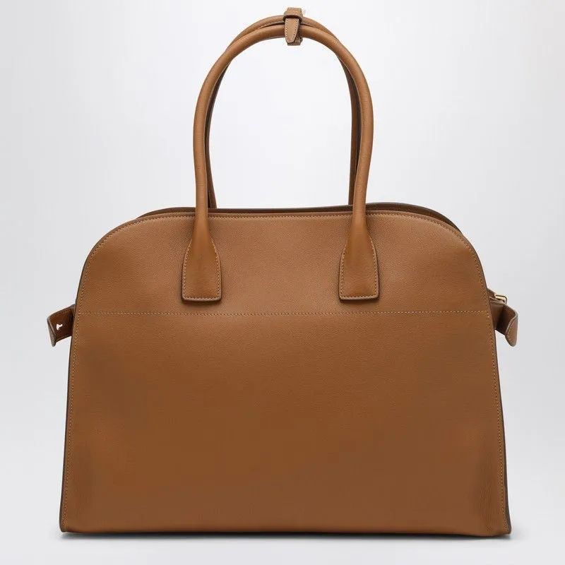 PRADA Large Caramel Leather Shopping Handbag with Buckle Details