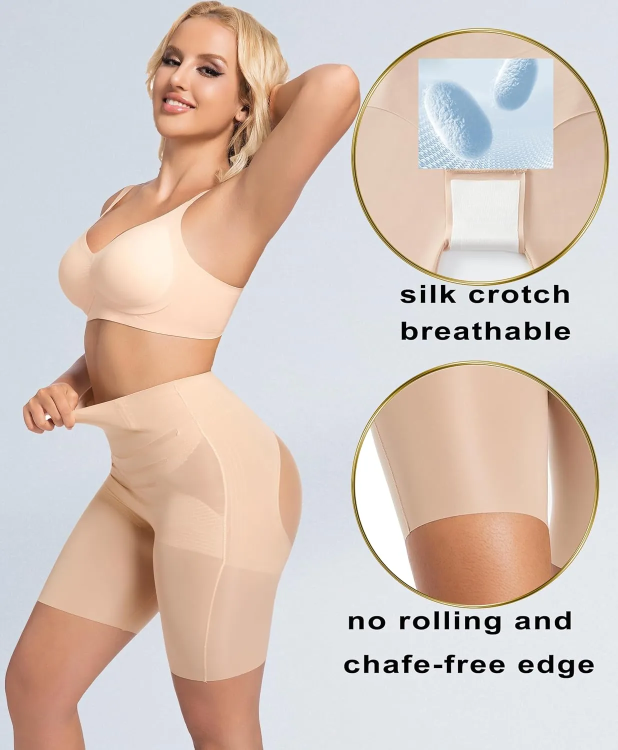 PRETTYWELL Shapewear Tummy Control Shorts for Women, Comfort High Waisted Body Shaper, Seamless no Rolling Thigh Slimmer