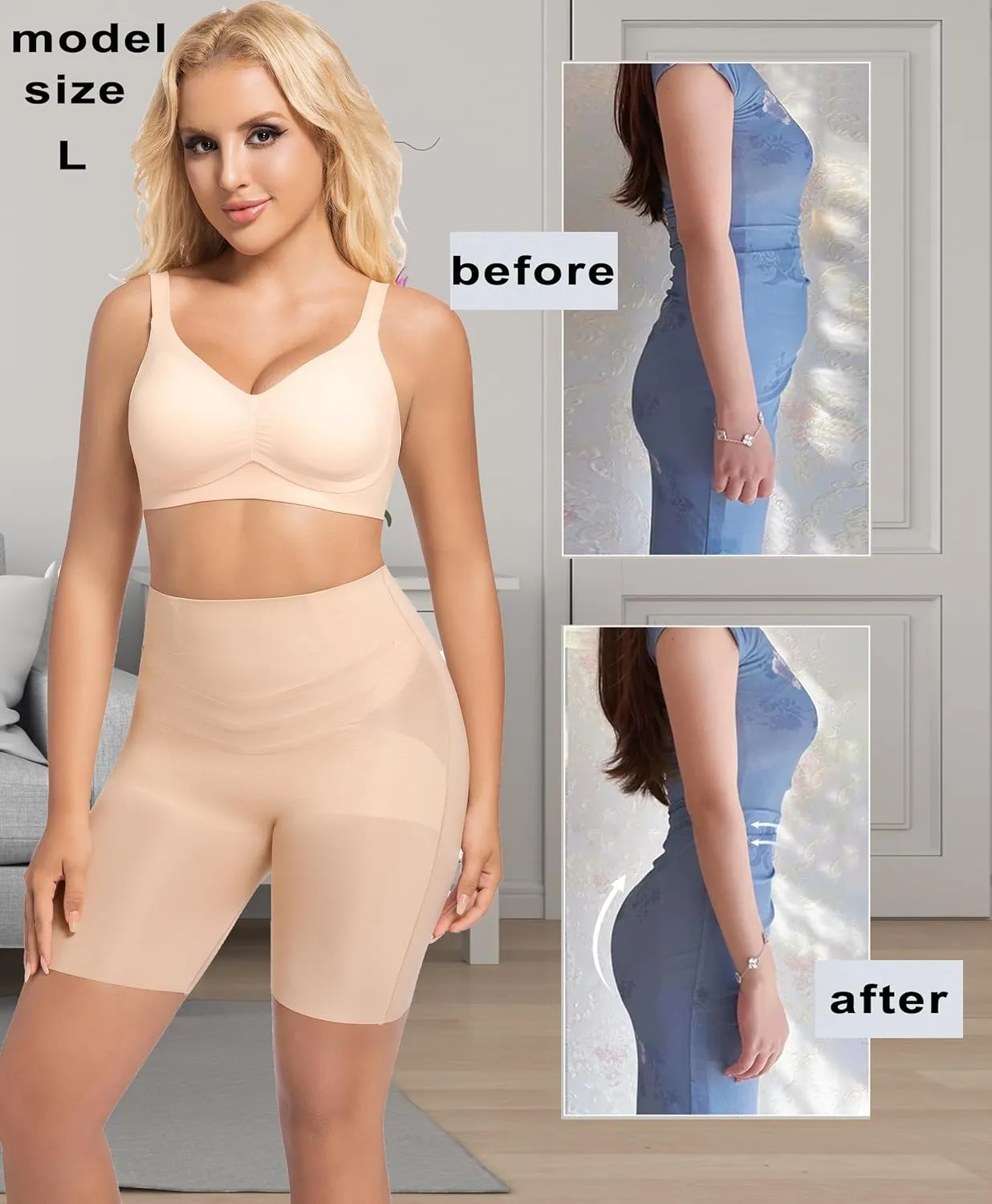 PRETTYWELL Shapewear Tummy Control Shorts for Women, Comfort High Waisted Body Shaper, Seamless no Rolling Thigh Slimmer