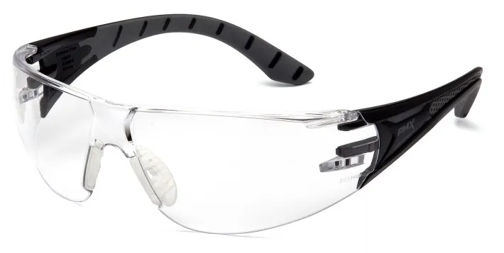 Protective Glasses - Pyramex Endeavor Plus Clear H2X Anti-Fog Lens with Black and Gray Temples SBG9610ST