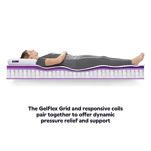Purple Hybrid Mattress - Cal King, Gelflex Grid, Better Than Memory Foam, Temperature Neutral, Individually Wrapped Coils, Responsiveness, Breathability, Made in USA