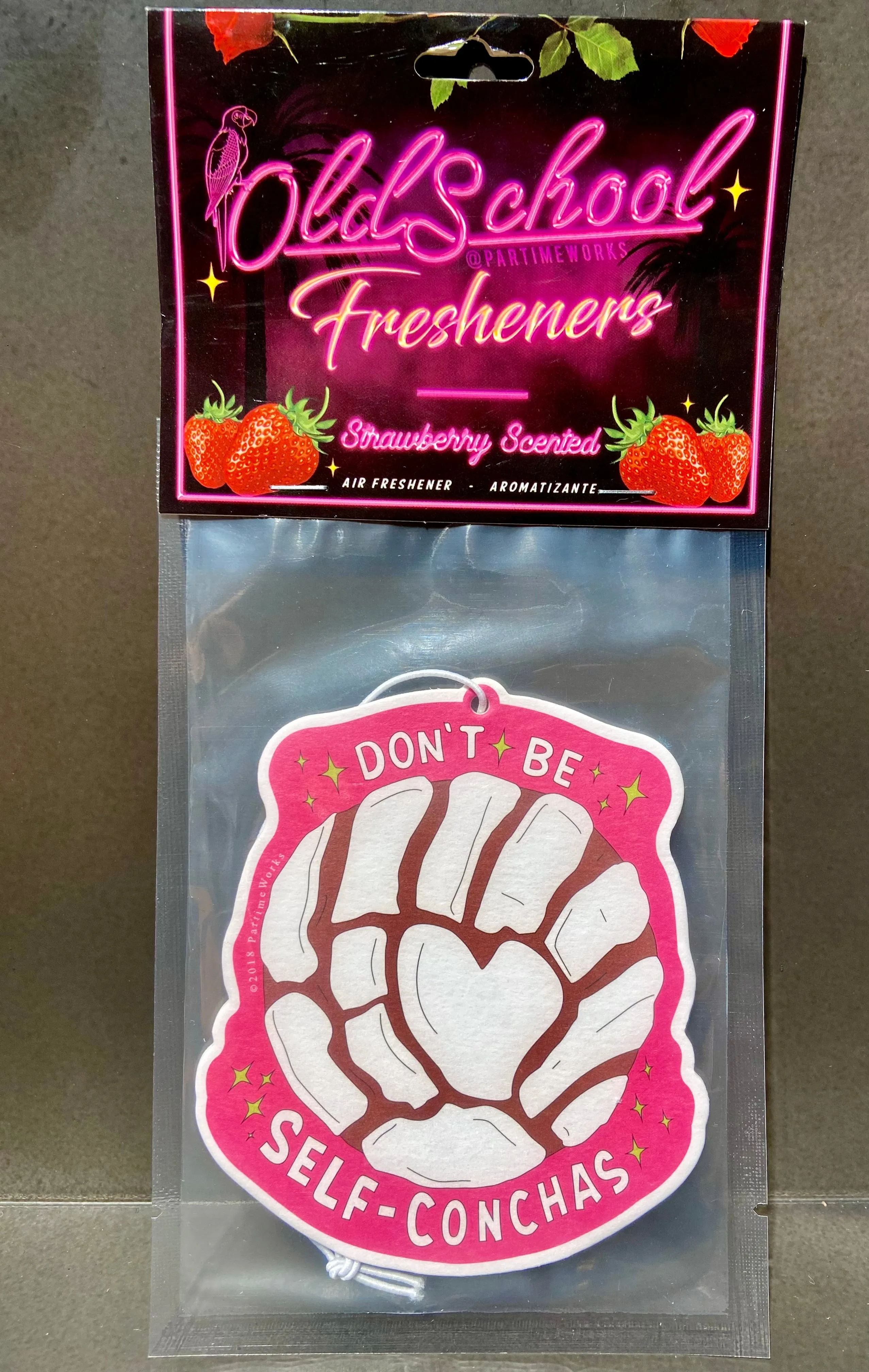"Don’t be Self Conchas" Car Air Freshener -- Strawberry