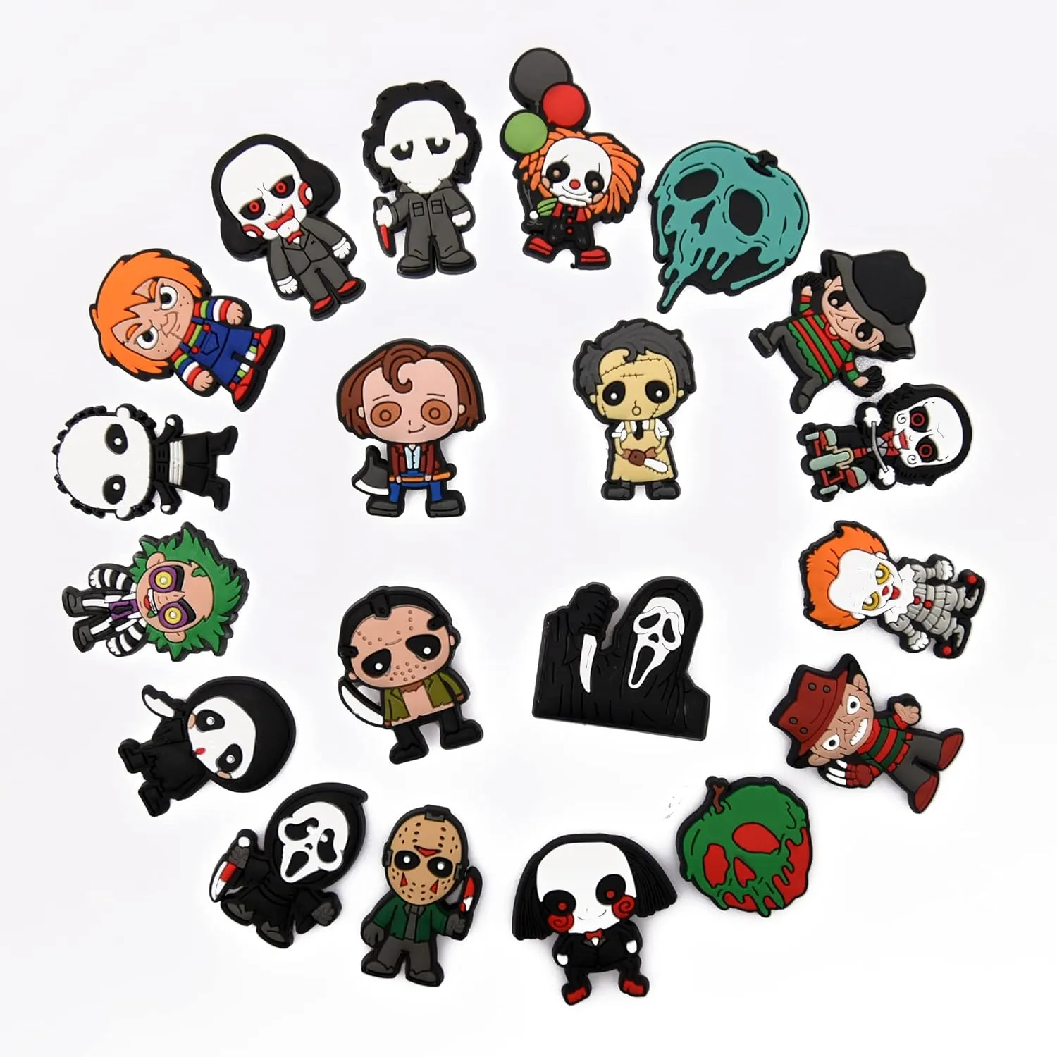 Scary Face Shoes Charms for Shoe Pins Decoration Men Women Shoe Accessories Wristband Bracelet Halloween Party Gifts