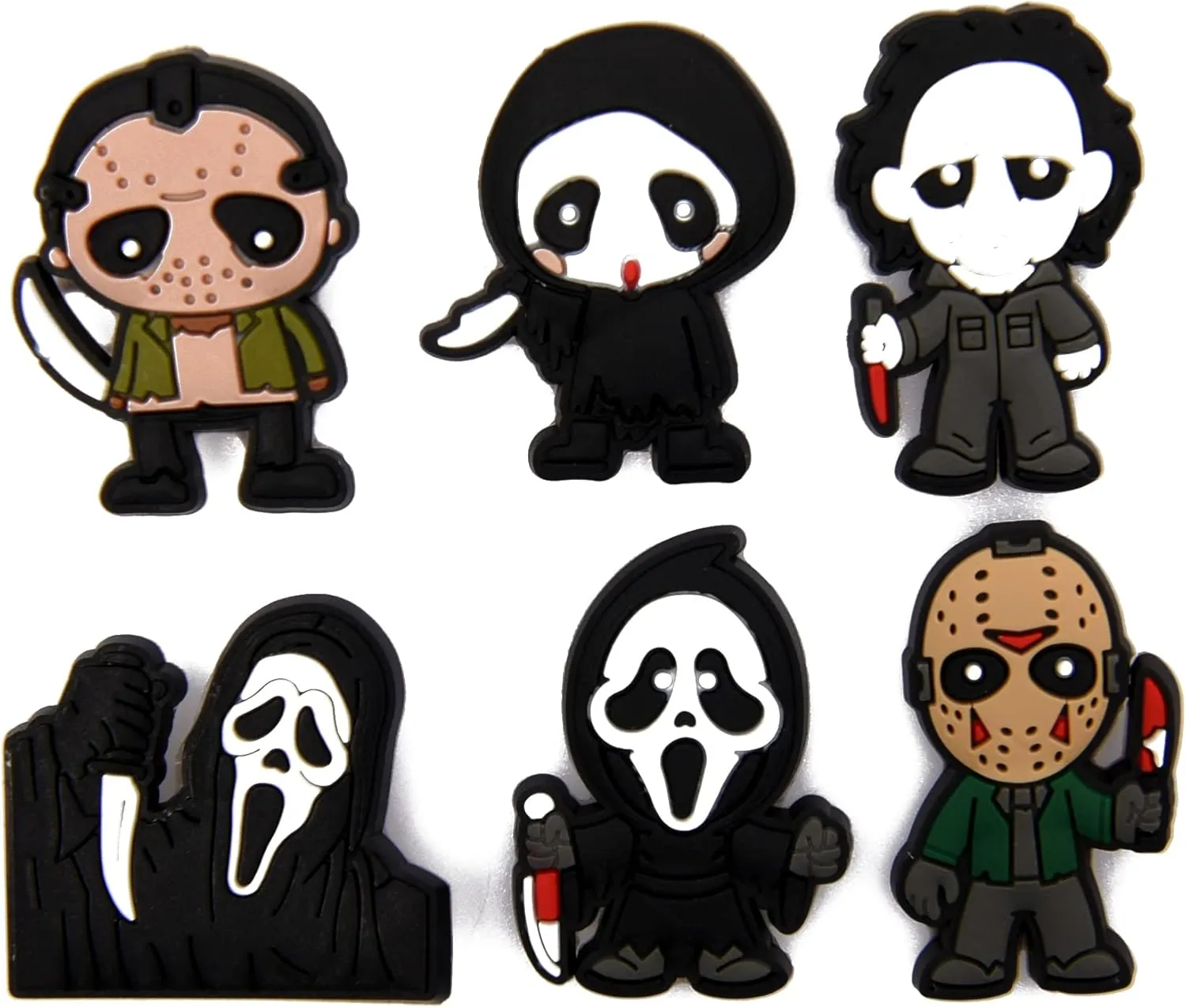 Scary Face Shoes Charms for Shoe Pins Decoration Men Women Shoe Accessories Wristband Bracelet Halloween Party Gifts