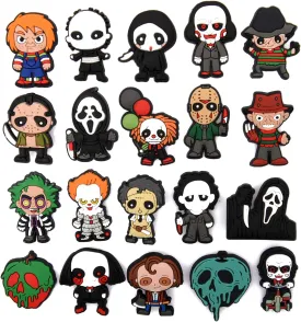 Scary Face Shoes Charms for Shoe Pins Decoration Men Women Shoe Accessories Wristband Bracelet Halloween Party Gifts