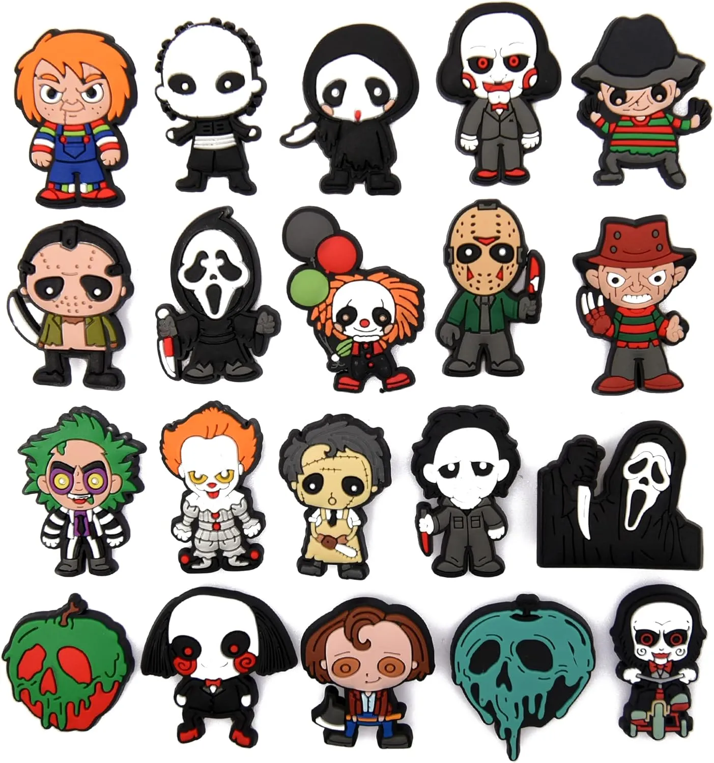Scary Face Shoes Charms for Shoe Pins Decoration Men Women Shoe Accessories Wristband Bracelet Halloween Party Gifts