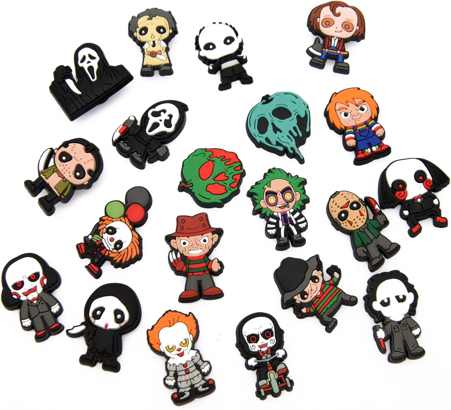 Scary Face Shoes Charms for Shoe Pins Decoration Men Women Shoe Accessories Wristband Bracelet Halloween Party Gifts