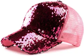 Sequin Hat Magic Adjustable Baseball Hat Cap for Womens - Silver Mirror Decor Baseball Cap Disco-Ball Dance Party Costume
