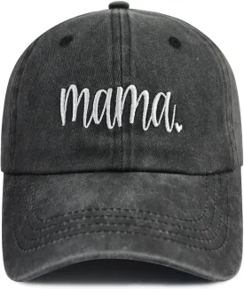 SHANVANKE Funny Mama Hat for Women, Adjustable Washed Cotton Embroidered Mom Baseball Cap