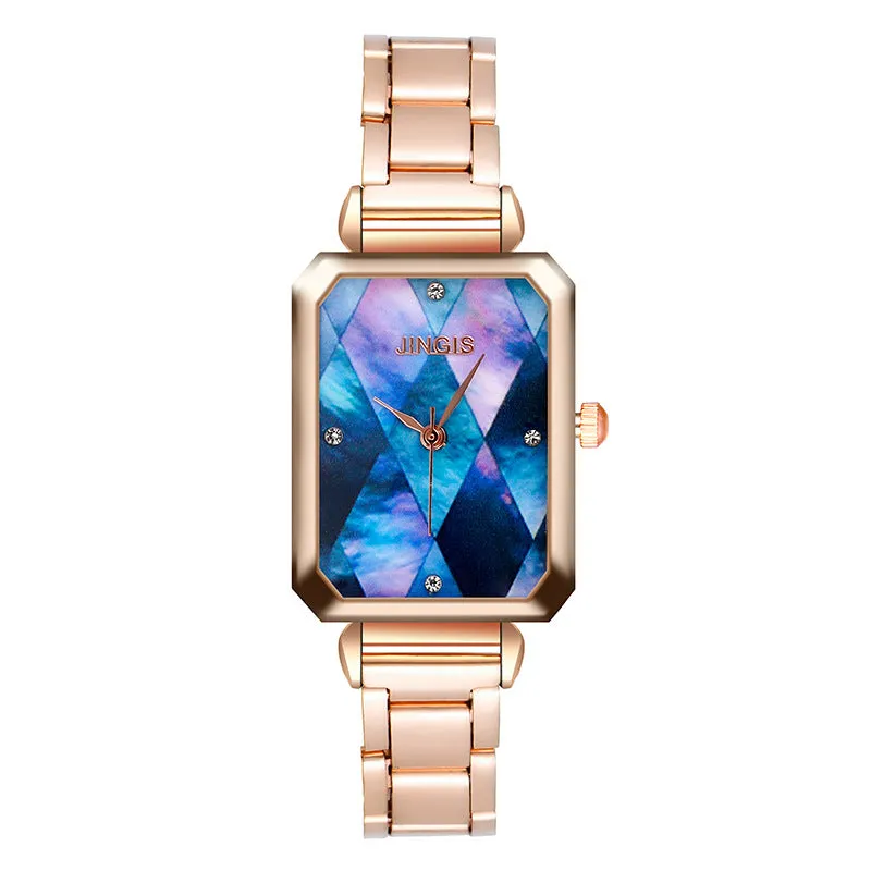 Small Square Watch Women's Retro Fashion Business Casual Chain Strap Small Green Watch Peacock Green Plate Women's Watch