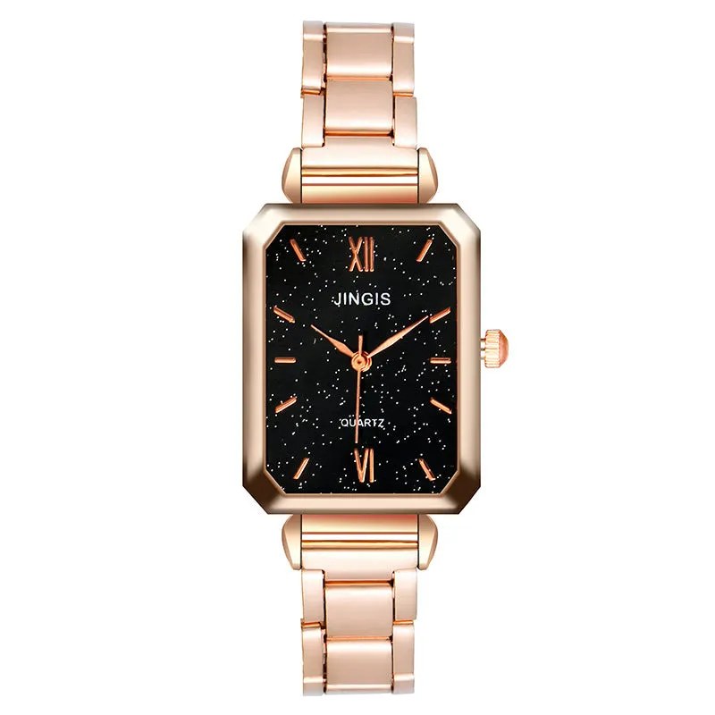 Small Square Watch Women's Retro Fashion Business Casual Chain Strap Small Green Watch Peacock Green Plate Women's Watch