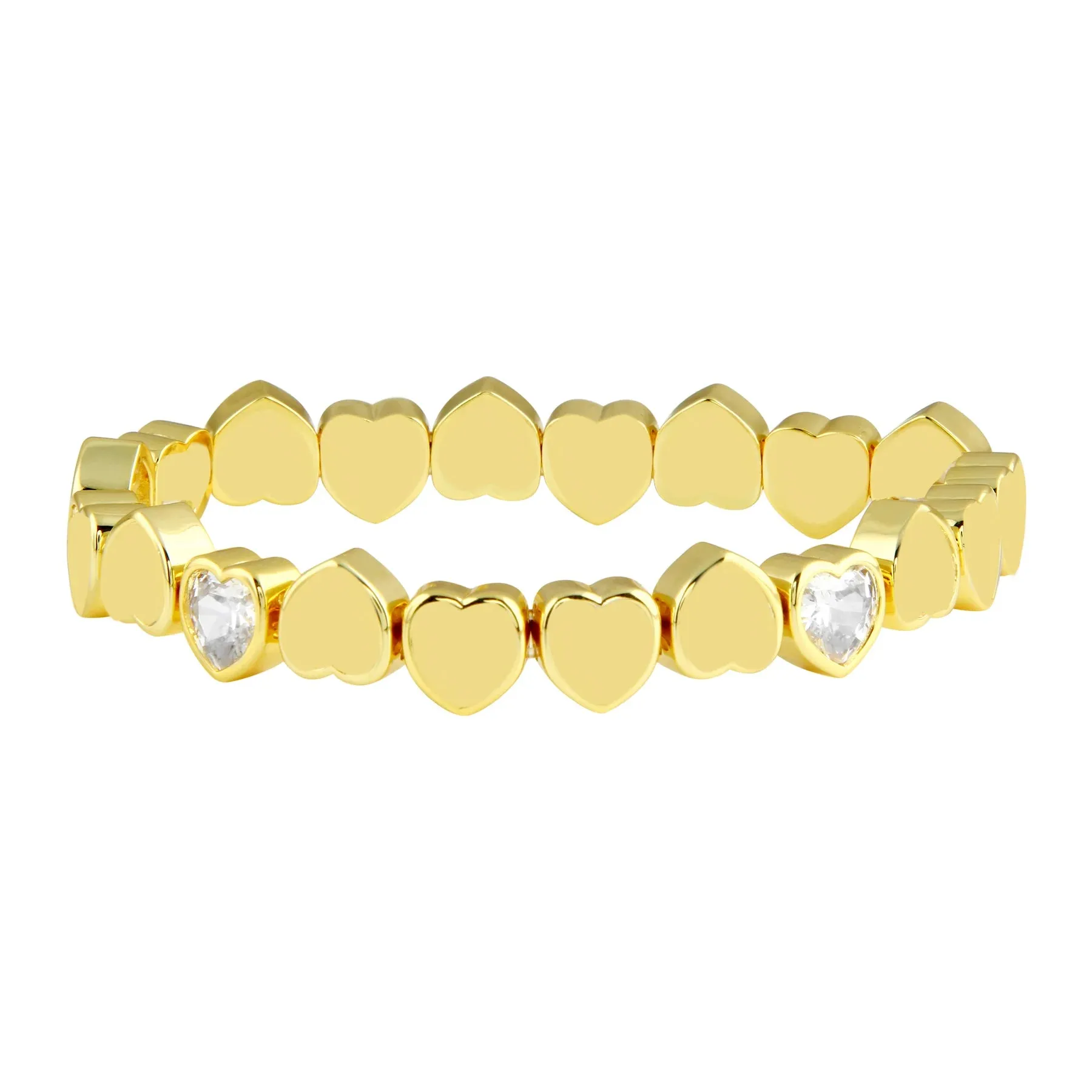Solid Heart Bezel Stretch Bracelet