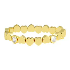 Solid Heart Bezel Stretch Bracelet