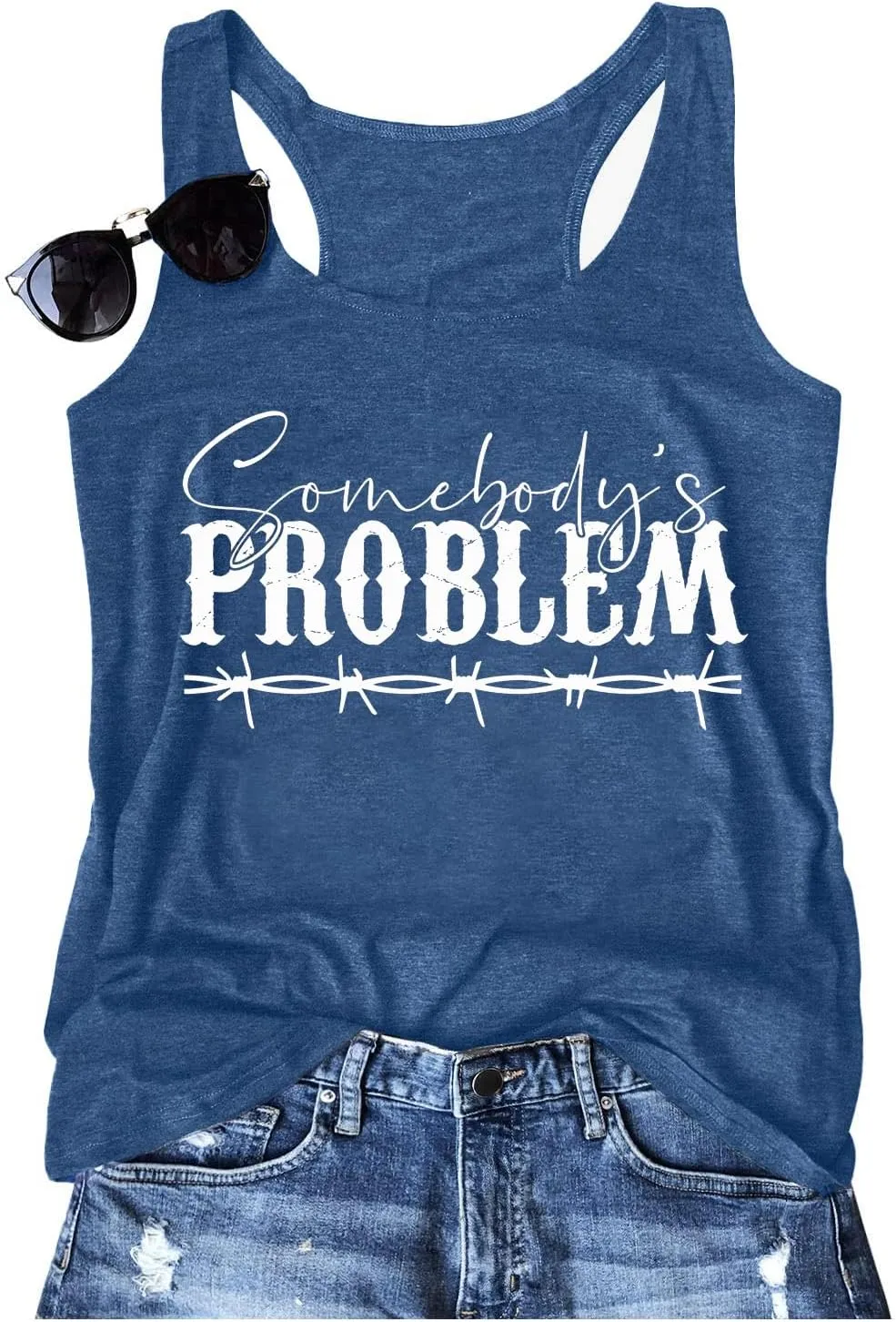 Somebody's Problem T Shirt Womens Western Cowgirl Country Music Summer Graphic Short Sleeve Vintage Top Tees