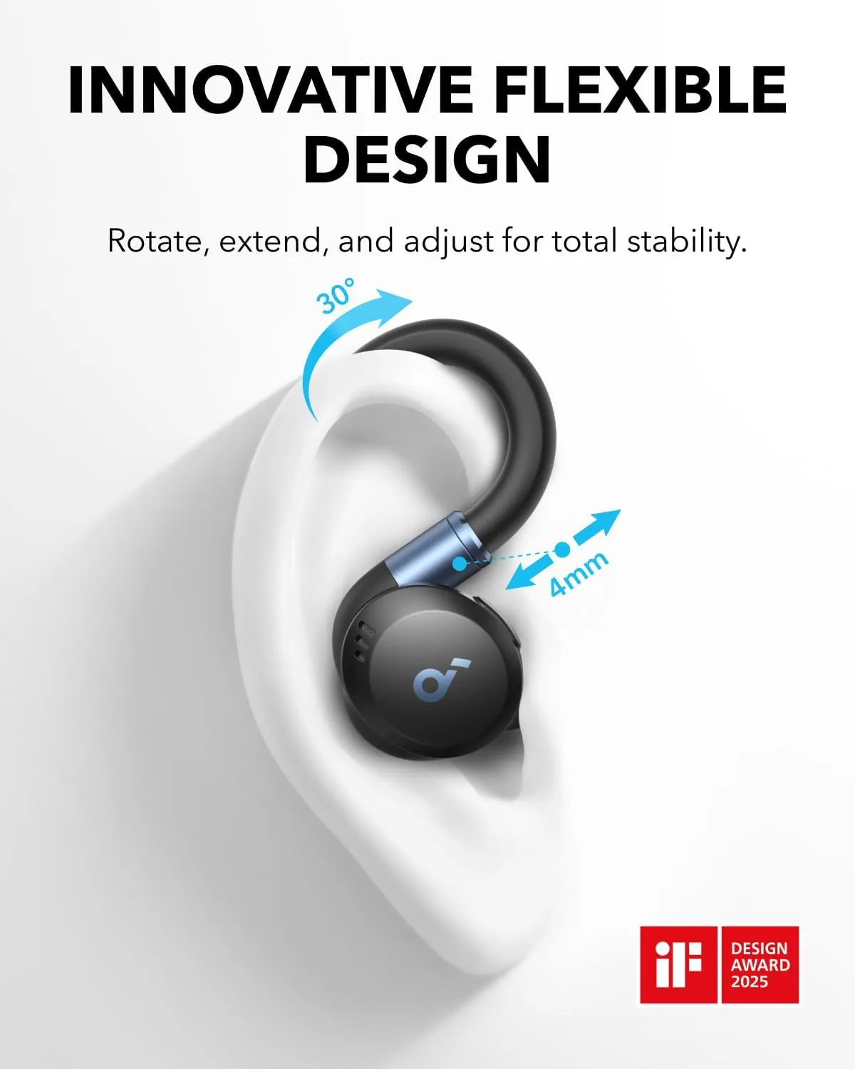 Soundcore Sport X20 by Anker, True-Wireless Workout Earbuds, Rotatable and Extendable Ear Hooks, Noise Cancelling, Deep Bass, IP68 Waterproof, Sweatproof, Dustproof, 48H Play, Sport Earbuds for Gym