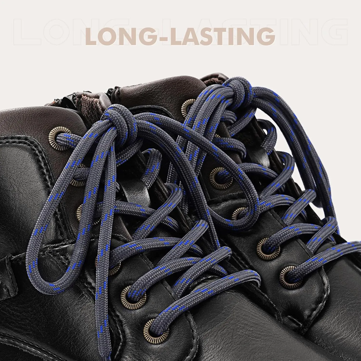 Stepace Round Shoelaces [2 Pairs] Heavy Duty Boot Shoe Laces for Hiking Work Boots