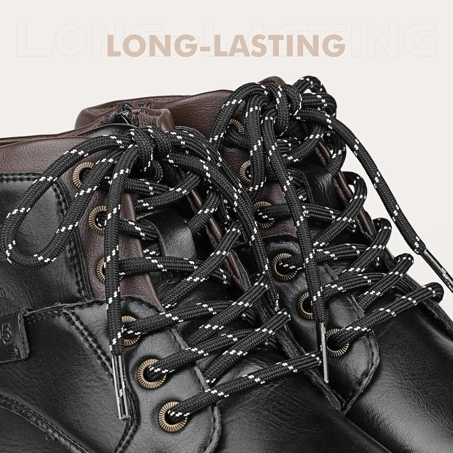 Stepace Round Shoelaces [2 Pairs] Heavy Duty Boot Shoe Laces for Hiking Work Boots