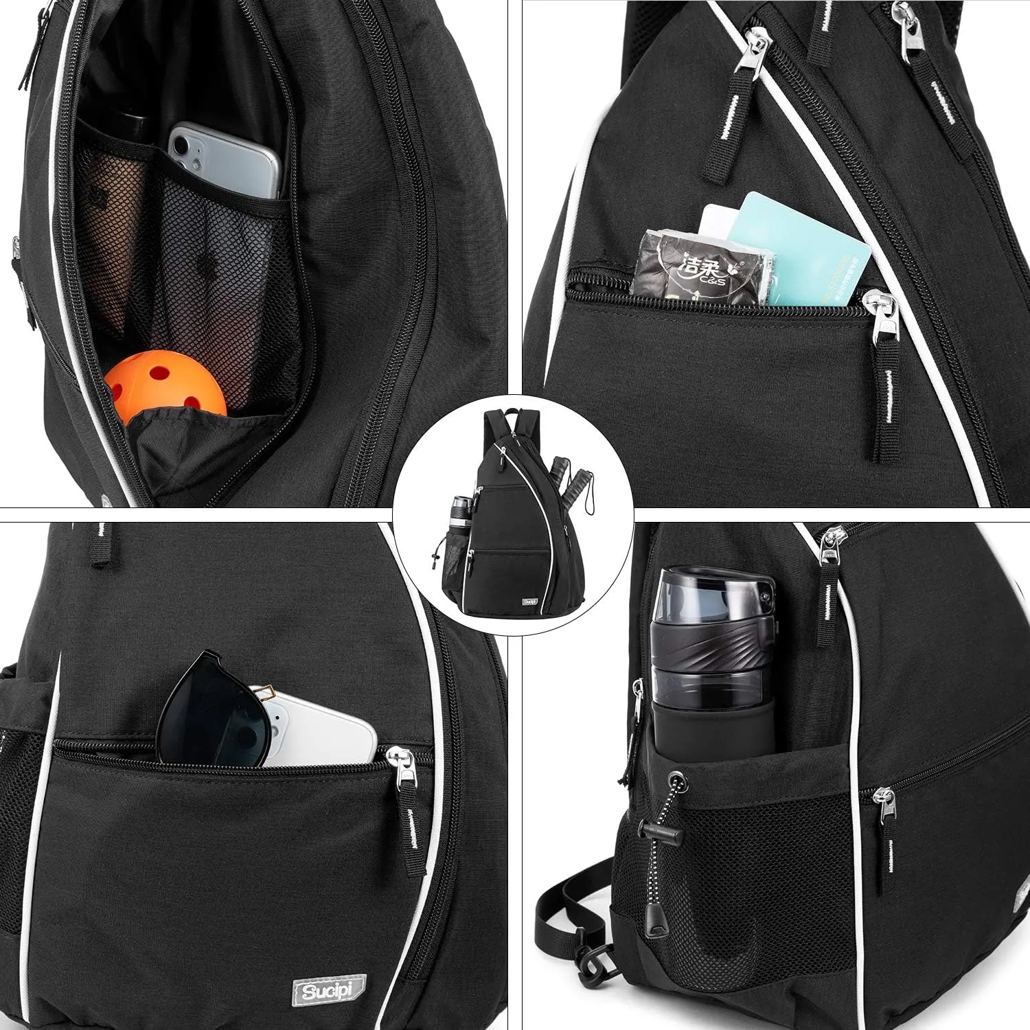 Sucipi Women's Reversible Pickleball Paddle Bag with Rackets Compartment