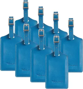Travelambo 8 Pack Luggage Tags Faux Leather for Suitcases Travel Bag Labels with Protection Cover ID