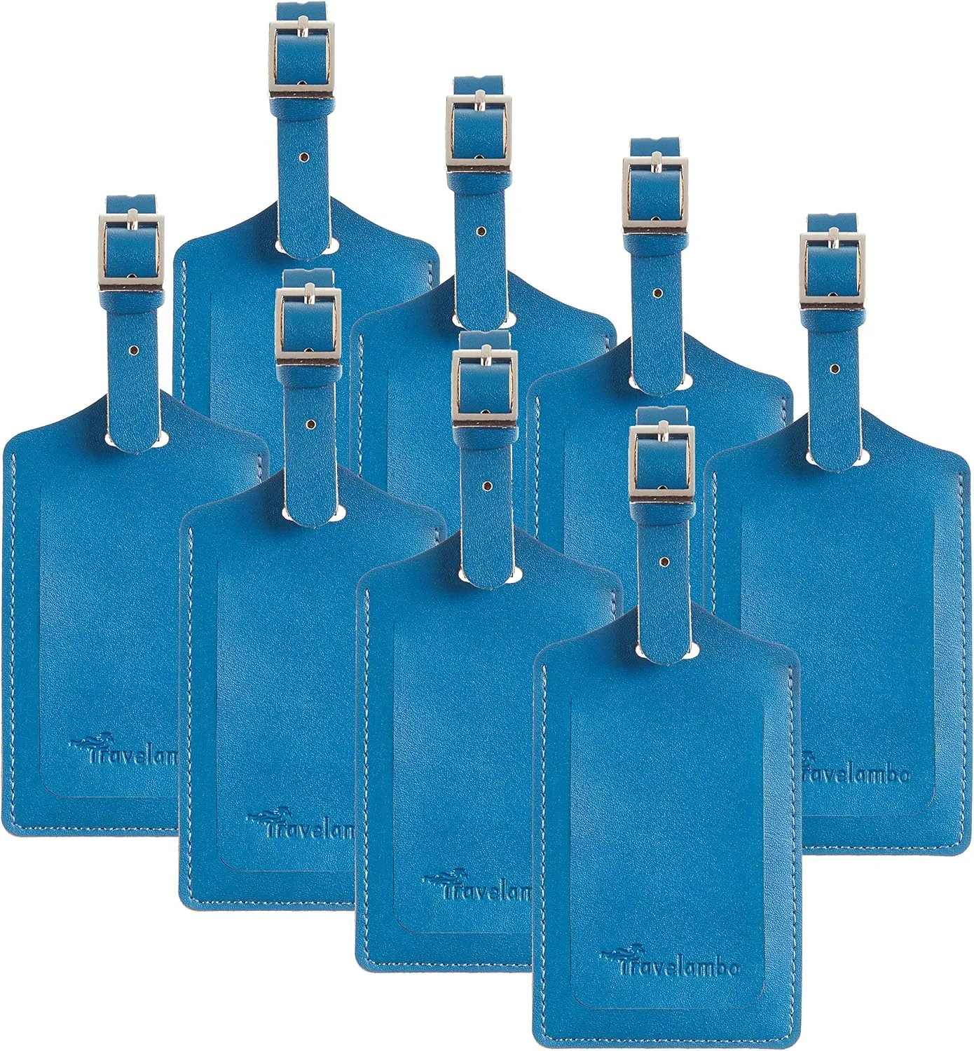 Travelambo 8 Pack Luggage Tags Faux Leather for Suitcases Travel Bag Labels with Protection Cover ID