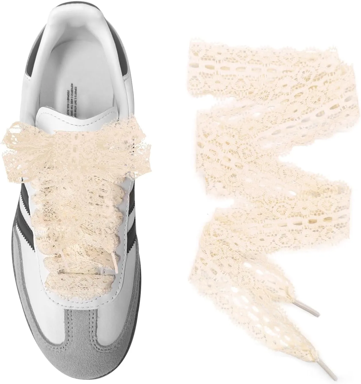 UamGlsob Lace Fancy Shoelaces for Adidas Samba Shoes, 3CM Wide Flat Soft Lace Shoe Laces for Women Girls