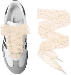 UamGlsob Lace Fancy Shoelaces for Adidas Samba Shoes, 3CM Wide Flat Soft Lace Shoe Laces for Women Girls