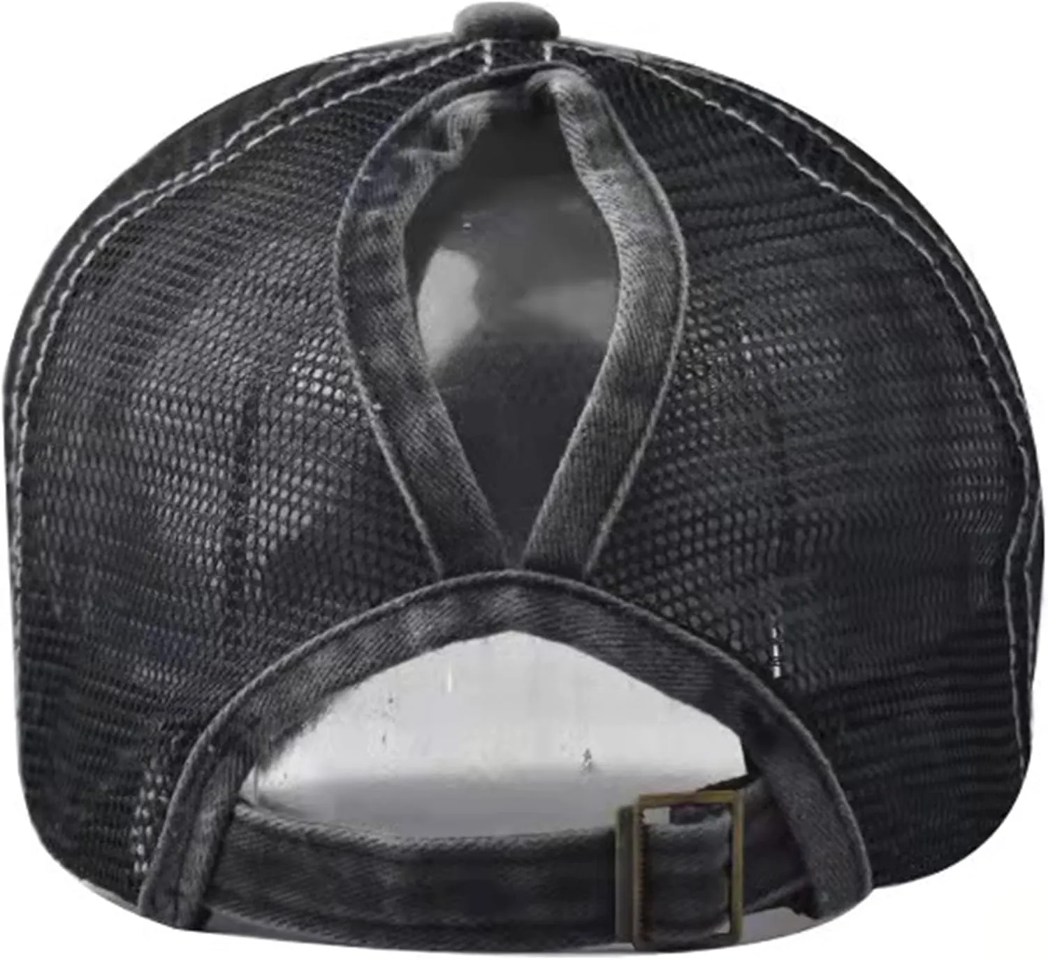 UTOWO Women Baseball-Caps Distressed-American-Flag Ponytail-High-Bun Trucker Dad-Hats