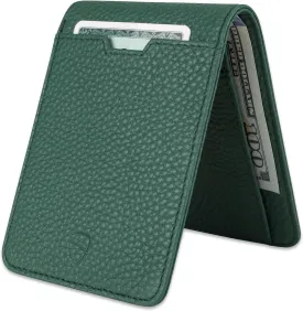 Vaultskin MANHATTAN Slim RFID Blocking Bifold Leather Wallet for Men - Minimalist Front Pocket Card Holder, Holds 9 Cards & Cash, Premium Italian Leather