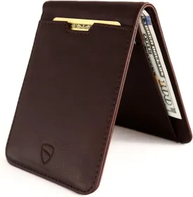 Vaultskin MANHATTAN Slim RFID Blocking Bifold Leather Wallet for Men - Minimalist Front Pocket Card Holder, Holds 9 Cards & Cash, Premium Italian Leather